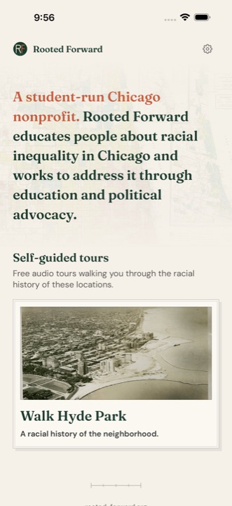 The app's home screen, with the Walk Hyde Park tour card